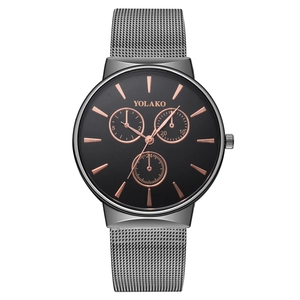 Fashion Men Quartz Watch With Milanese Mesh Metal Band Round Three Eye Dial Business Casual Wristwatch Elegant