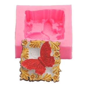 DIY silicone soap mold with 3D butterfly floral pattern for handmade soap making