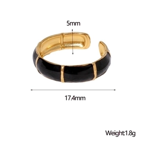 Bamboo style gold plated ring dimensions showing 5mm width and 17.4mm inner diameter