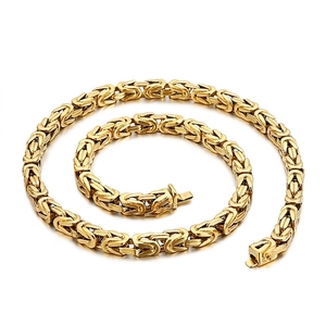 Men Byzantine Chain Necklace Stainless Steel Heavy Square Buckle Hip Hop Punk Style Jewelry