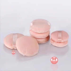 Professional Large Round Makeup Powder Puff Soft Crystal Velvet Setting Loose Body Powder Tool With Satin Ribbon Handle
