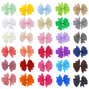 Set of 30 colorful grosgrain ribbon bow hair clips for baby girls and toddlers