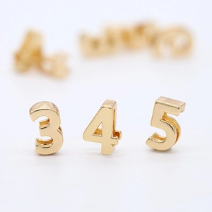 Perline numeriche 3D 3 4 5 placcate oro 14K per la creazione di gioielli fai da te