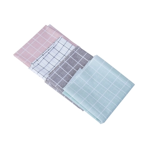 Nordic plaid PEVA tablecloth set in pink, white, gray, and mint green colors