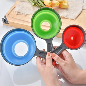 3-piece set of colorful silicone collapsible funnels for jam and oil kitchen liquids