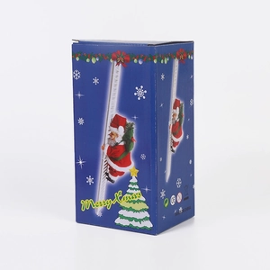 Blue Christmas gift box for electric climbing Santa Claus toy featuring festive patterns
