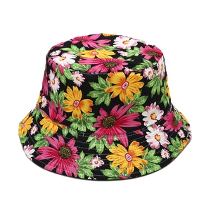 Chapeau bob réversible pour femme avec motif marguerites pour protection solaire