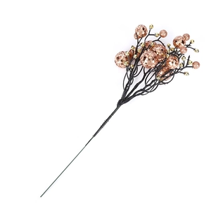 Champagne rose gold Christmas glitter berry stems for DIY holiday tree and wreath decor