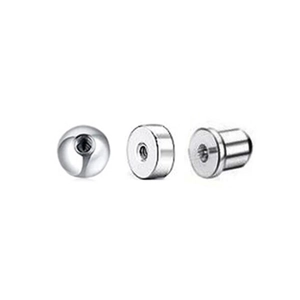 Set of silver stainless steel screw ball and cylinder ear back jewelry replacements