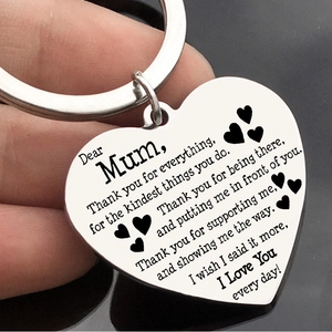 Stainless Steel Heart Keychain With Engraved Poem Gift For Mom Mother's Day Birthday Thanksgiving Jewelry Key Ring For Women