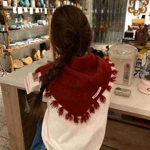 Women's Thickened Knitted Triangular Scarf With Tassels Solid Color Polyester Winter Shawl Wrap Casual Neck Wear Warm Scarf