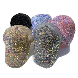 Sparkly sequin baseball caps for women with breathable mesh in multiple stylish colors