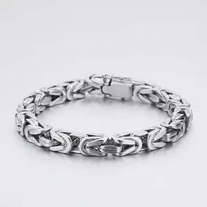 Bracelet Chaîne Byzantine Homme Acier Inoxydable 316L Punk Streetwear Robuste Bijou Géométrique