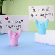 Porte-cartes en forme d'ours rose et bleu pour cartes de visite ou de vœux