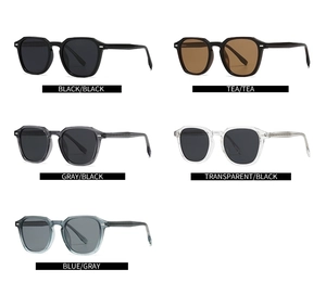 Detailed comparison of polarized round frame sunglasses in five assorted color options