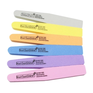Set of 6 colorful 100/180 grit diamond nail files for professional manicures and shaping