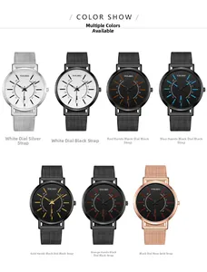 Multiple color options for men's quartz watches with stylish Milanese mesh bands