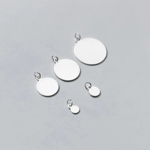 925 Sterling Silver Round Charm Pendant Polished Geometric Smooth Tag For DIY Jewelry Making Minimalist Style