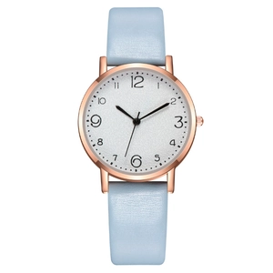 Fashion Minimalist Quartz Watch For Women Alloy Rose Gold Case Leather Strap Arabic Numerals Dial Elegant Ladies Wristwatch