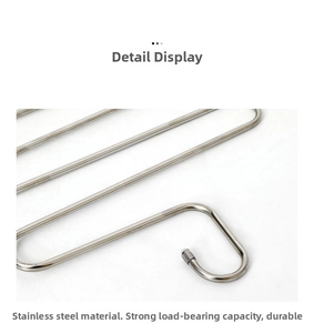 Detail of stainless steel S-type hanger showing non-slip grey caps and sturdy metal hooks
