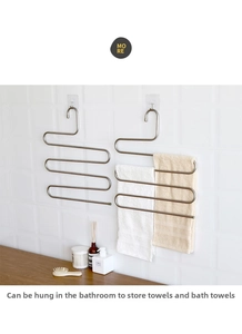 Space-saving S-shape multi-layer stainless steel rack for towels and pants organization