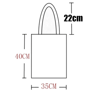 Dimensions guide for unicorn canvas tote bag showing 35cm width and 40cm height