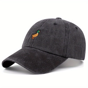 Washed Cotton Baseball Cap Vintage Duck Embroidery Mallard Distressed Retro Casual Outdoor Adjustable Sun Hat Unisex