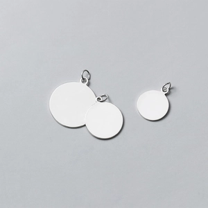Three minimalist S925 sterling silver flat round disc pendants in various sizes