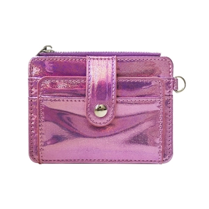 Compact holographic laser shoulder bag with heart charm and secure card slots