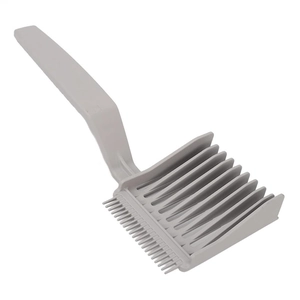 Professional grey barber fade comb with long handle for hair styling and clipper blending