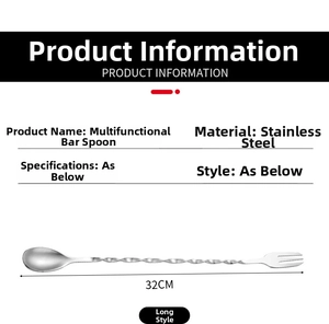 Macro view of 32cm stainless steel bar spoon featuring dual-end design with spiral handle