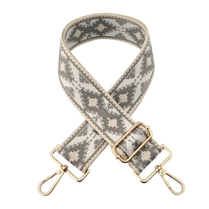 Bohemian geometric woven strap with gold metal buckles for crossbody handbags