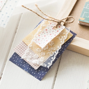 Retro decorative craft paper set with lace edges and jute rope for DIY scrapbooking