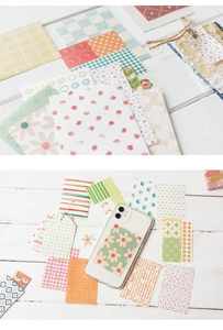 Detail of colorful vintage-style scrapbooking paper used for DIY mobile phone decoration