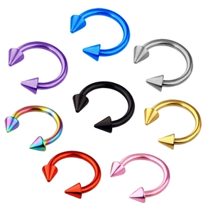 Stainless Steel Horseshoe Ring Circular Barbell Spike Ends Body Piercing Jewelry For Nose Ear Cartilage Lip Colorful