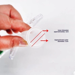 Detailed view of 2cm inner diameter transparent plastic tree star base attachment