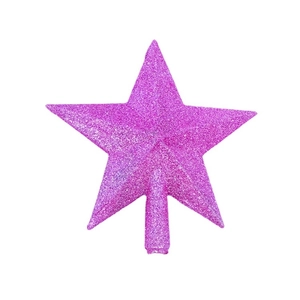 Pink glitter star tree topper with a shiny textured finish for Christmas decoration