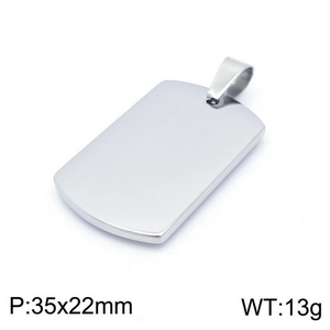 Polished stainless steel military dog tag pendant 35x22mm for personalized engraving