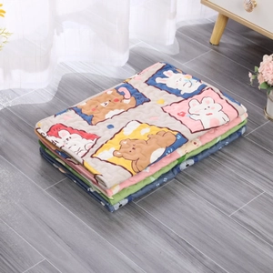 Quilted cartoon pet sleeping mat set with bear and bunny prints for dogs and cats