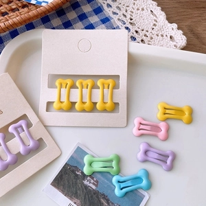 Cute macaron color bone shaped hair clips set in colorful matte finish for girls
