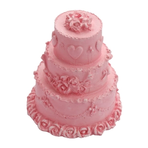 Three-tier pink cake silicone mold with embossed roses and heart patterns for DIY crafts