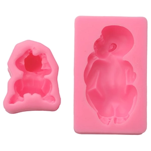 Lot de 2 moules en silicone rose bébé endormi pour décoration de gâteau et savon