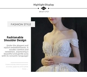 Close-up of luxury bridal embroidery and sequins on an off-shoulder white wedding dress