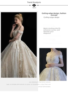 Close-up of luxury bridal gown showing heavy beadwork, sequins and floral embroidery details