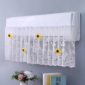 Elegante funda de aire acondicionado de encaje blanco con bordados y girasol