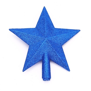 Sparkling blue glitter five-pointed star tree topper for Christmas decoration