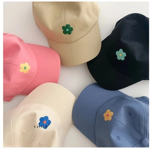 Casquettes de baseball en coton pour enfants avec broderie florale en plusieurs couleurs