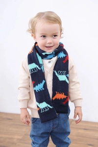Écharpe d'hiver en tricot pour enfants avec motifs de dinosaures colorés