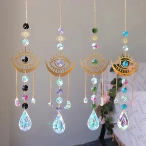 Crystal Suncatcher Hanging Ornament Moon Evil Eye Star Metal Rainbow Maker Prism Window Garden Aesthetic Decor