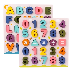 Wooden Educational Puzzle Board Montessori Early Learning Alphabet Number Shape Animal Matching Toys For Toddlers Kids